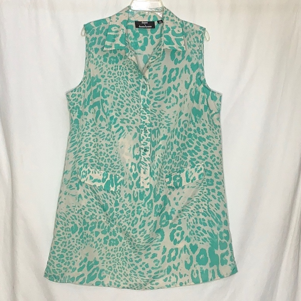 Animal Print Popover Dress 1X Teal Aqua With Pockets